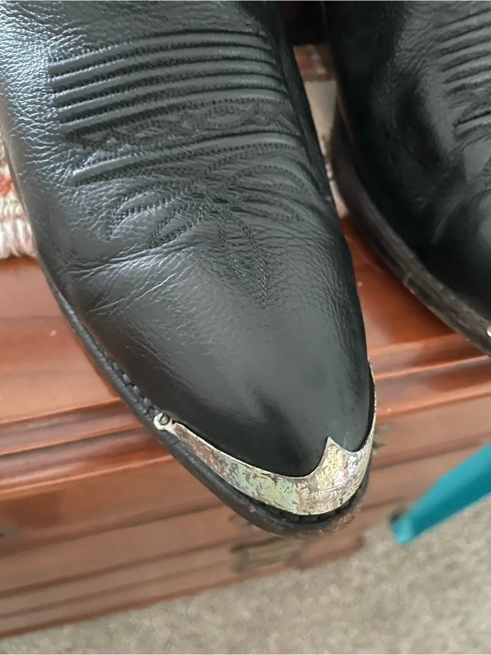 Vtg. Rare Dan Post leather Western Cowboy Boots w/ metal Toe & heel 12D